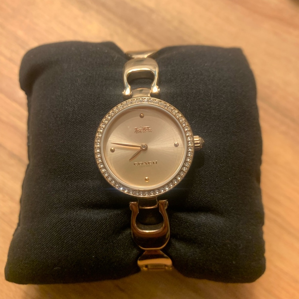 Coach Women's Gold and Silver Watch with Crystal Bezel